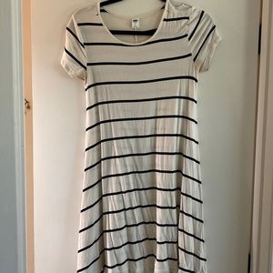White and black striped dress